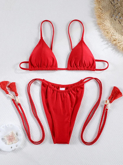 Floral Print Bordered Bikini Set Sexy Swimwear Women 2026 Bikinis Swimsuit Micro Thong Bandage Bathing Suits