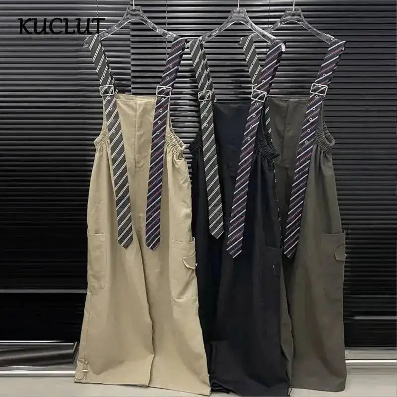 KUCLUT 2025 Autumn Fashion Tie Decorated Jumpsuits For Women Loose Style Design Wide-Leg Jumpsuit Female Trendy 1A731