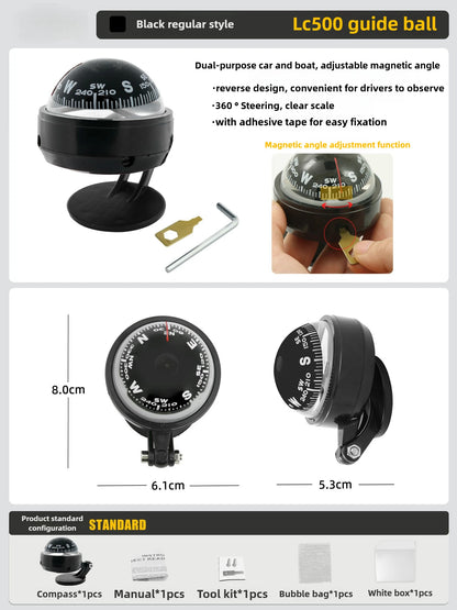 LED Light Electronic Compass, High Precision Pivoting Navigation Compass for Boat Car Marine Use