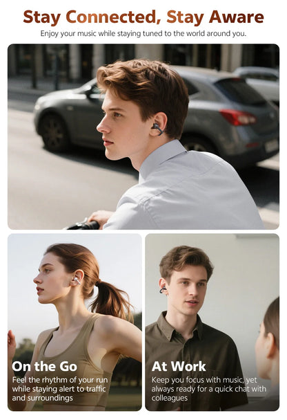 QCY CT06 Clip On Earbuds Crossky C50 Open Ear Wireless Bluetooth 6.0 Headphones with 4 Mic 35H Earbuds Comfortable for Running