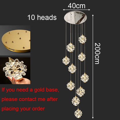 Modern Crystal stair chandelier lights indoor lighting Ceiling lamp hanging light led Chandeliers for living room indoor lightin