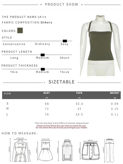 Sisterlinda Low-Neck Vest Women Cross Shoulder Strap Solid Skinny Stretch Sexy Midnight Hottie Beach Party Sporty Basis Tops