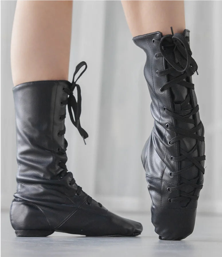 XIHAHA Jazz Dance Boots Women Soft Sole Leather Latin  Dancing Shoes Woman Children Girls Ballet Shoes Ballroom Training Shoe