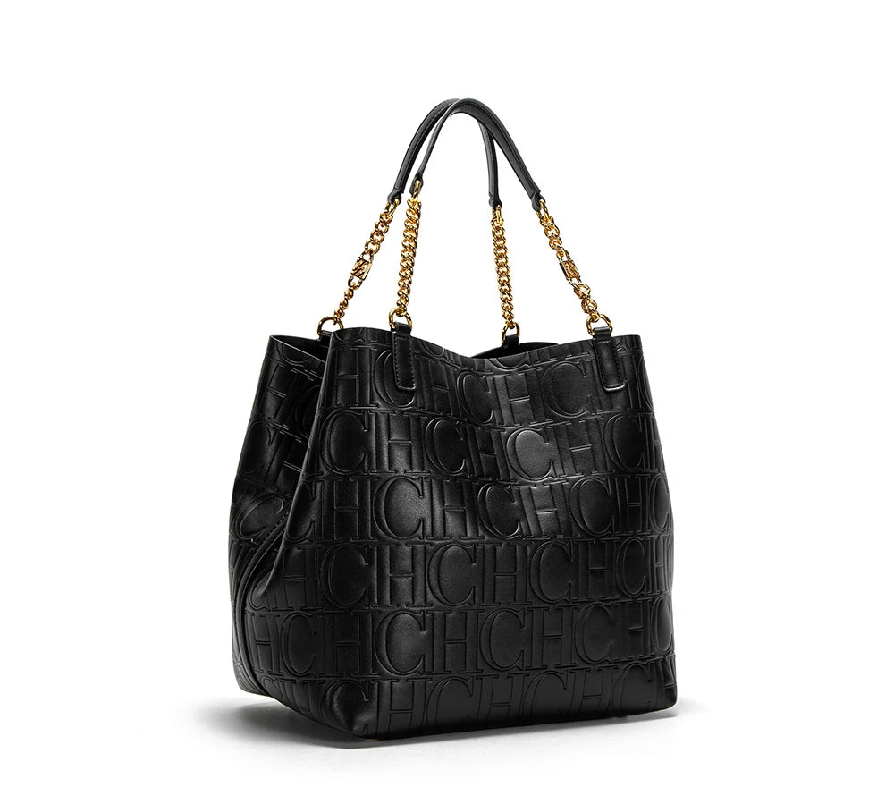 CHCH Women's Tote Bag 2024 New Steel Embossed Handbag Large Capacity Business Storage Bag