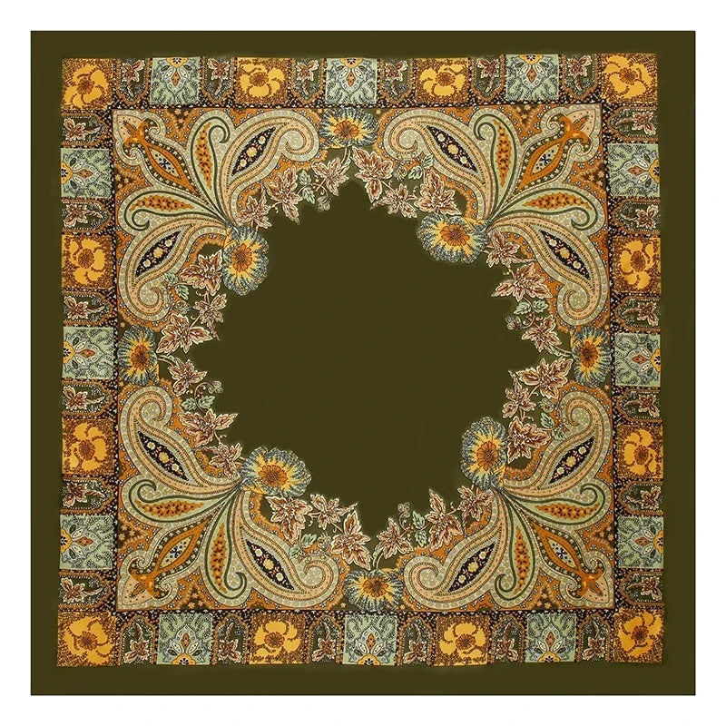 1PCS 90*90cm Square Silk Scarves Women Hijab Shawls Fashion Print Femme Head Scarf Foulard Bandana Beach Pareo