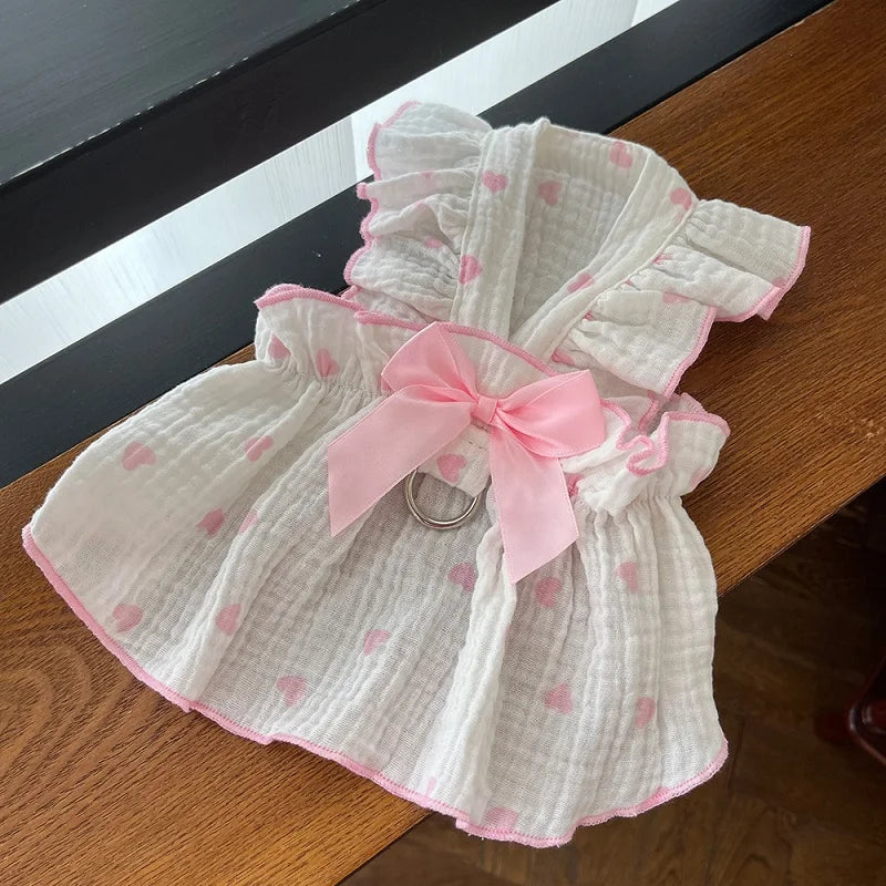 Dog Strawberry Dress Puppy Summer Clothes Luxury Dog Skirt Pet Dog Apparel Bow Dog Suspenders Chihuahua Bichon Girls Dog Costume