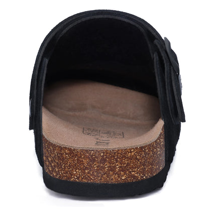 Litfun New Fashion Women's Clogs with Adjustable Strap Cork Footbed Leather Mules with Arch Support Unisex Outdoor Potato Shoes