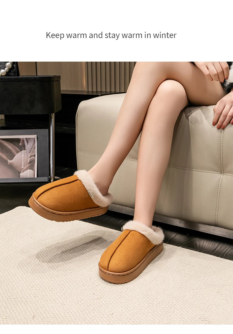 Women Fluffy Slippers for Autumn Winter Indoor EVA Thick Sole Anti-Slip Warm Unisex House Shoes