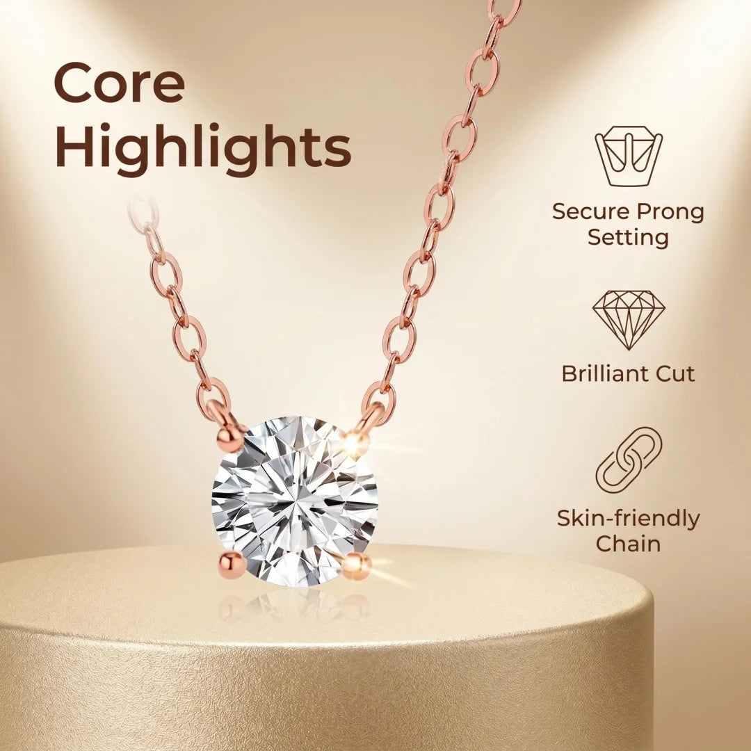 1-3ct Moissanite Necklace for Woman Wedding Fine Jewely with Certificates 925 Sterling Sliver Plated 18k White Gold Necklace