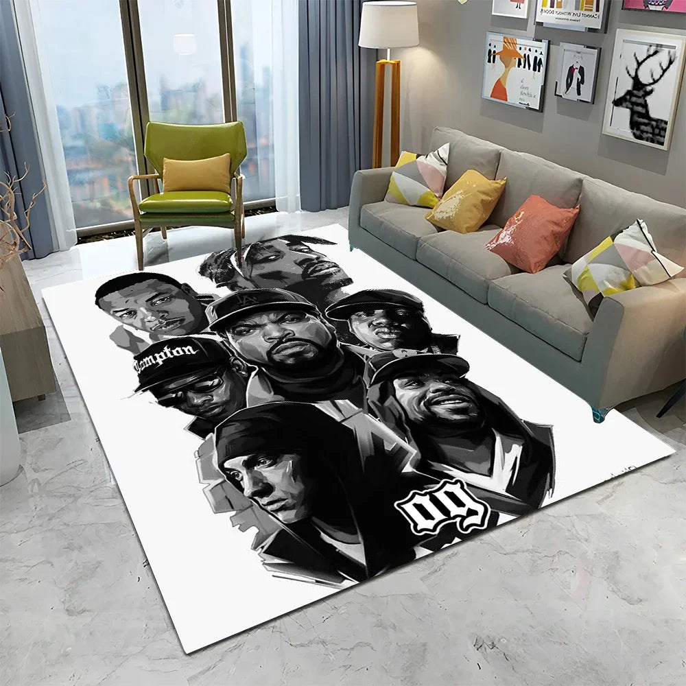 Legend Star Hip Hop Rapper Art Carpet Rug for Home Living Room Bedroom Sofa Doormat Decor,kids play Area Rug Non-slip Floor Mat