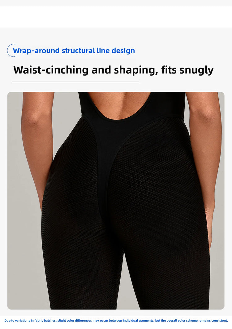 Sexy One-Piece Womens Tracksuit Long Sleeved Sports Rompers Running Yoga Jumpsuit High Stretch Push Up Fitness Workout Bodysuits
