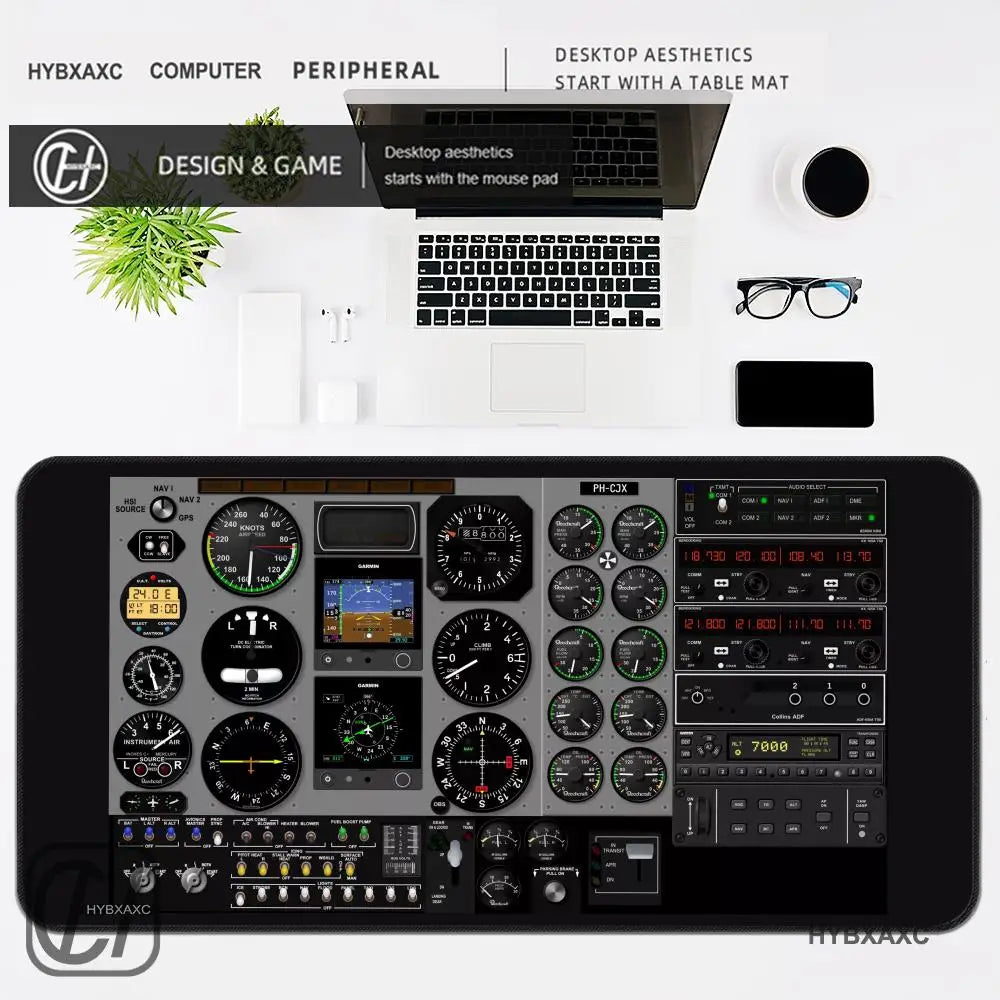 HYBXAXC Airplane Dashboard Mouse Pad Large Rubber Base Anti-slip Accessories Mousepad for Office & Gamer Keyboard Mats Decor Mat