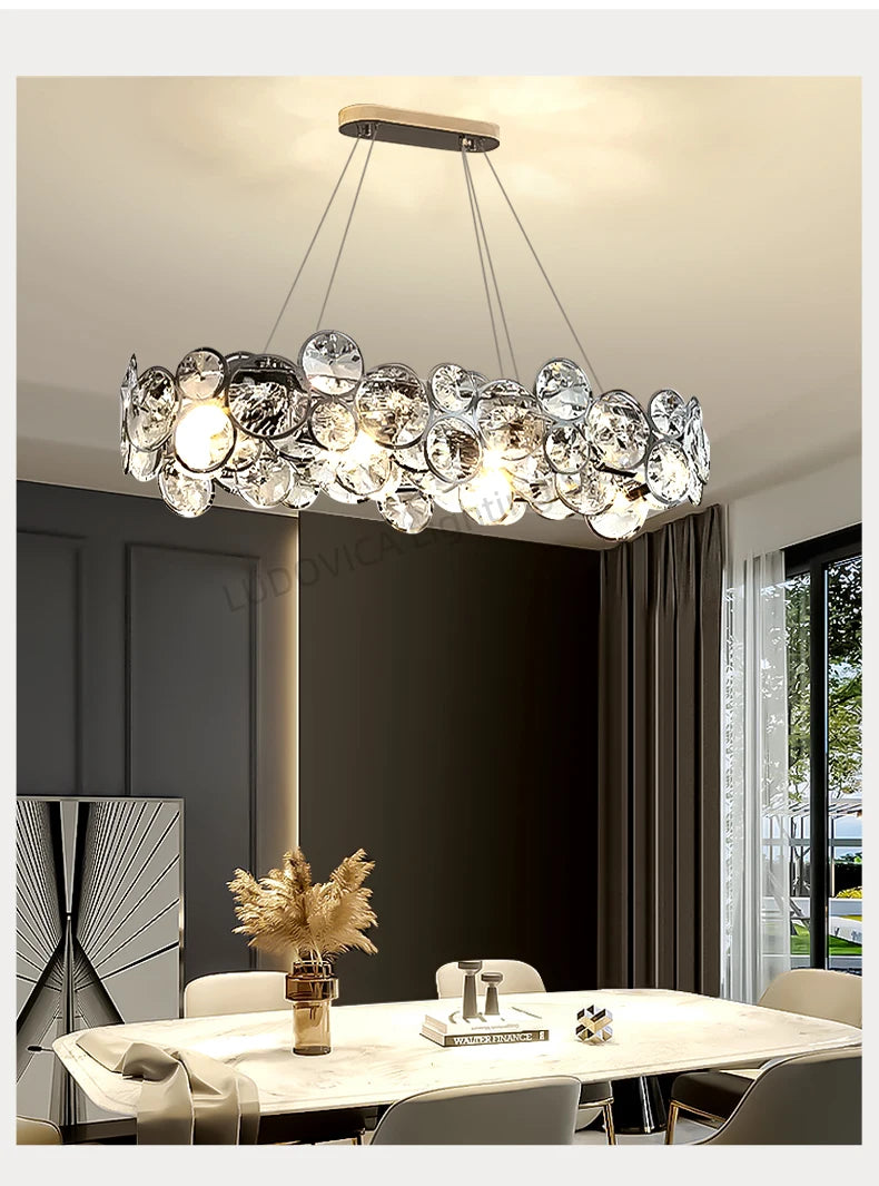 Modern Crystal Chandelier Luxury Villa Living Room Bedroom Dining Room Kitchen Modern LED Ceiling Hanging Lamp