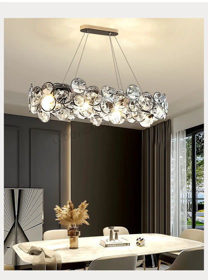 Modern Crystal Chandelier Luxury Villa Living Room Bedroom Dining Room Kitchen Modern LED Ceiling Hanging Lamp