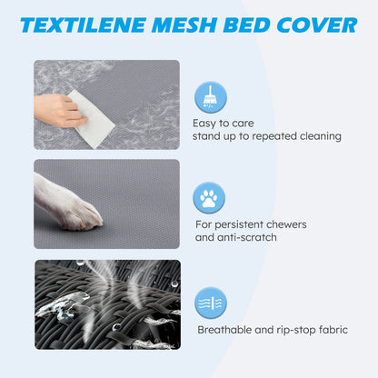 Elevated Dog Bed, Cooling Raised Pet Cot with Chew Proof Washable Breathable Mesh and Metal Frame, Portable Dog Cot Bed