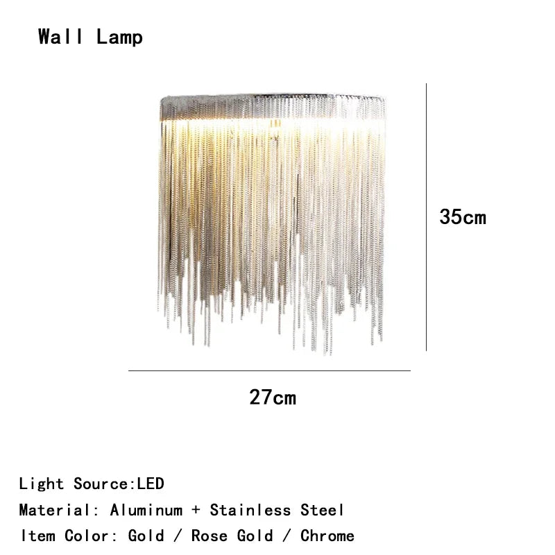 Waterfall Tassel Metal Pendant Lights European Designer LED Home Decor Hanging Lamps for Ceiling Living Room Chandelier Lighting