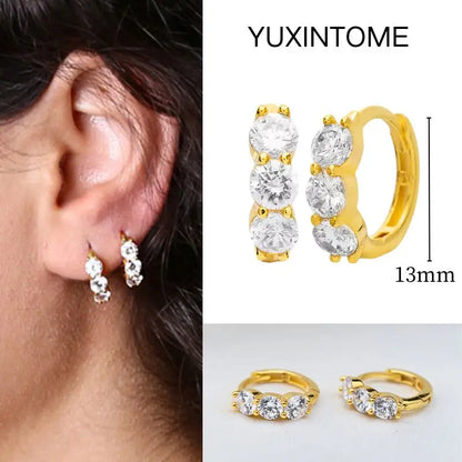 White Color Zircon Hoop Earrings 925 Sterling Silver Needle Cross/Star/Flower/Water Drop Pendant Gold Earrings Luxury Jewelry