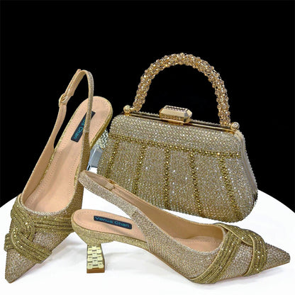 Doershow Lastest Italian Design Fashion Style Ladies Shoes with Matching Bag Set 2024 Nigerian Shoes and Bag Set HAS1-5