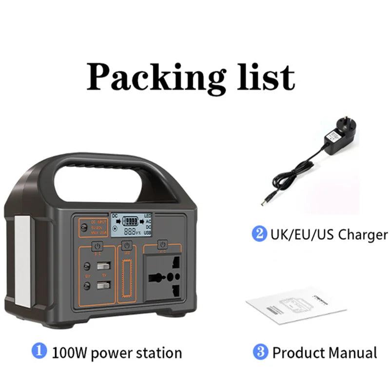jsdsolar 100W Portable Power Station Power Generator 110V 220V LED Light Emergency Solar Power Bank for Outdoor Camping Travel