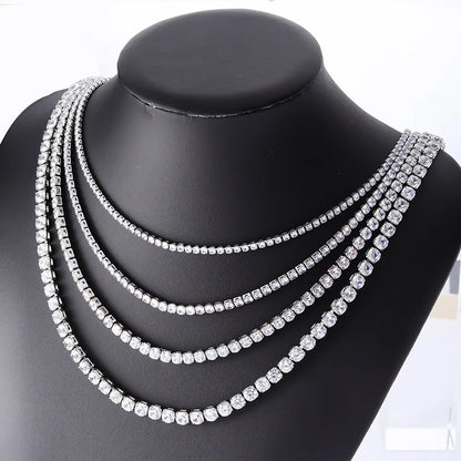 Handmade 3/4/5/6mm Lab Diamond Necklace 14K White Gold Party Wedding Necklaces For Women Bridal Tennis Chocker Jewelry Gift