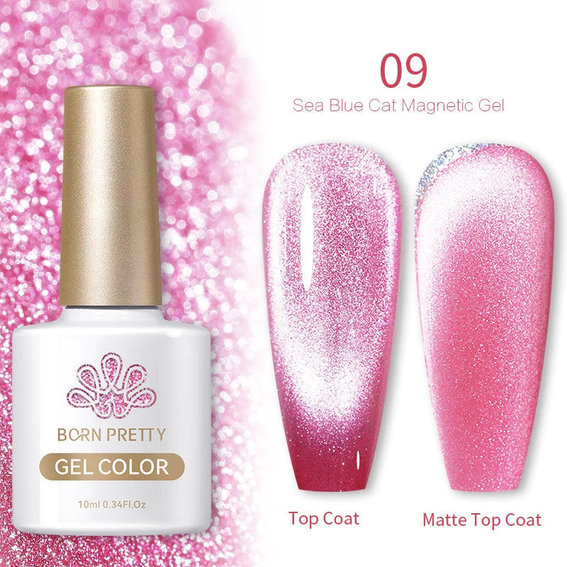 BORN PRETTY 10ml Cat Magnetic Gel Nail Polish Moonlight Glass Bead Water Light Crystal Soak Off UV Varnish For DIY Nail Art
