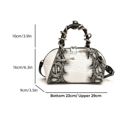 MOODS Designer Luxury Bags For Women Crocodile Pattern Top-handle Shell Bag With Snake Hardware Wild Shoulder Crossbody Handbags