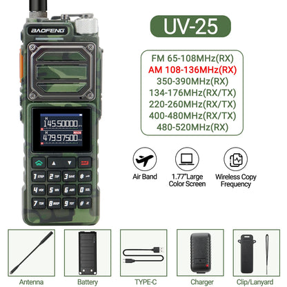 Baofeng UV-25 Air Band Walkie TalkieS Long Range UHF VHF  Wireless Copy Frequency  NOAA Type-C Charge AM Ham Two Way Radio UV-21