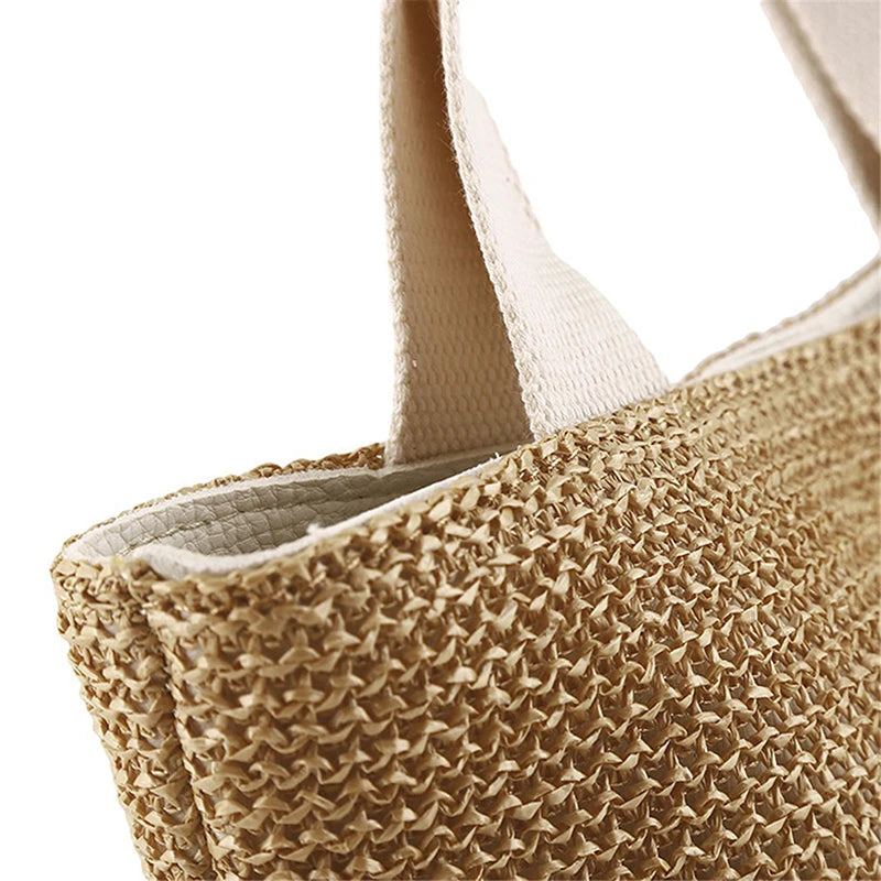 New·Elegant Ladies Straw Woven Handbag Women Holiday Beach Casual Tote Top-Handle Bags Fashion Retro Shoulder Bags·