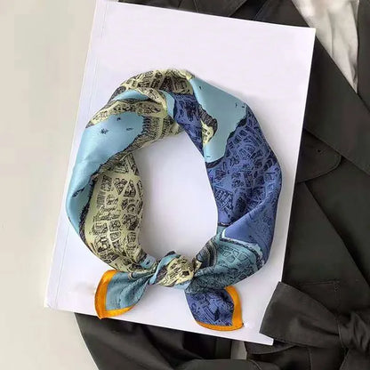 Silk Scarf For Bag Lady Neck Tie 100% Silk Scarf Luxury Brand Print Flower Stripe Plaid Dot Bandana Hair Tie Handkerchief Gifts