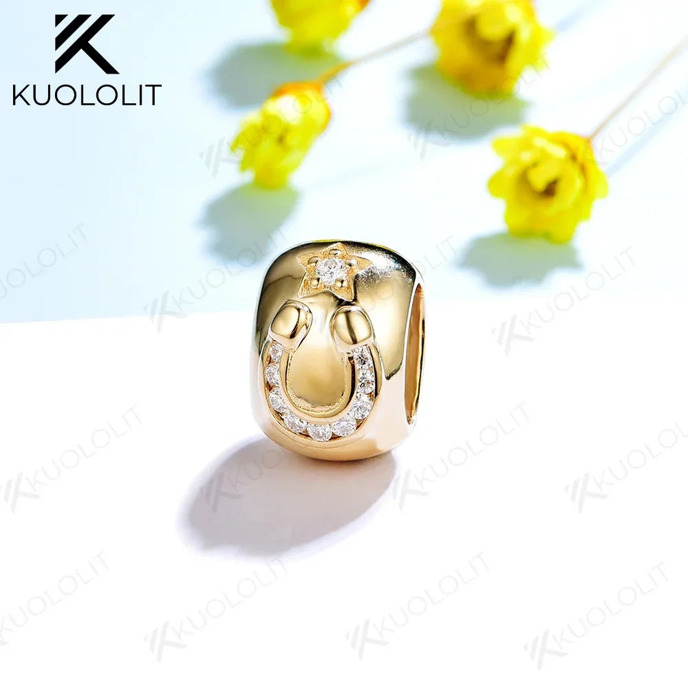 Kuololit Moissanite Necklaces for Women Solid 10K 14K 585 925 Sliver Customize A-Z Lucky Letters Pendant No Chain for Engagement