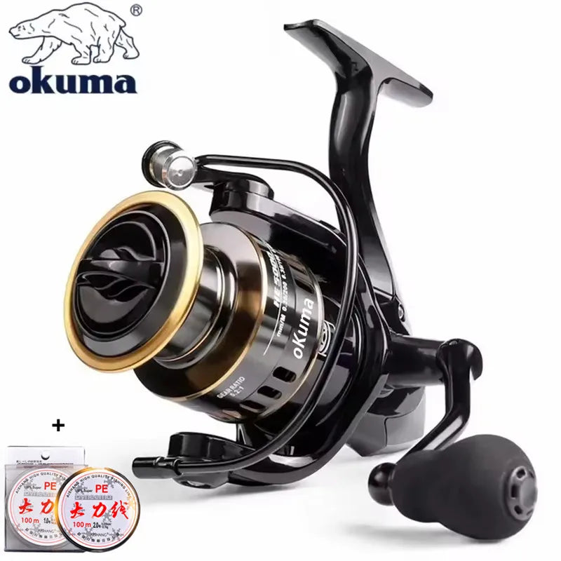 OKUMA HE1000-7000 Fishing Reel Metal Ball Grip Spinning Reel 5.2:1 Metal Reel Cup 12KG Max Drag