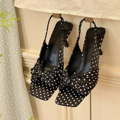 French Minimalist Square Toe Slingback Sandals Women Quiet Luxury Vintage Kitten Heels Elegant Office Shoes
