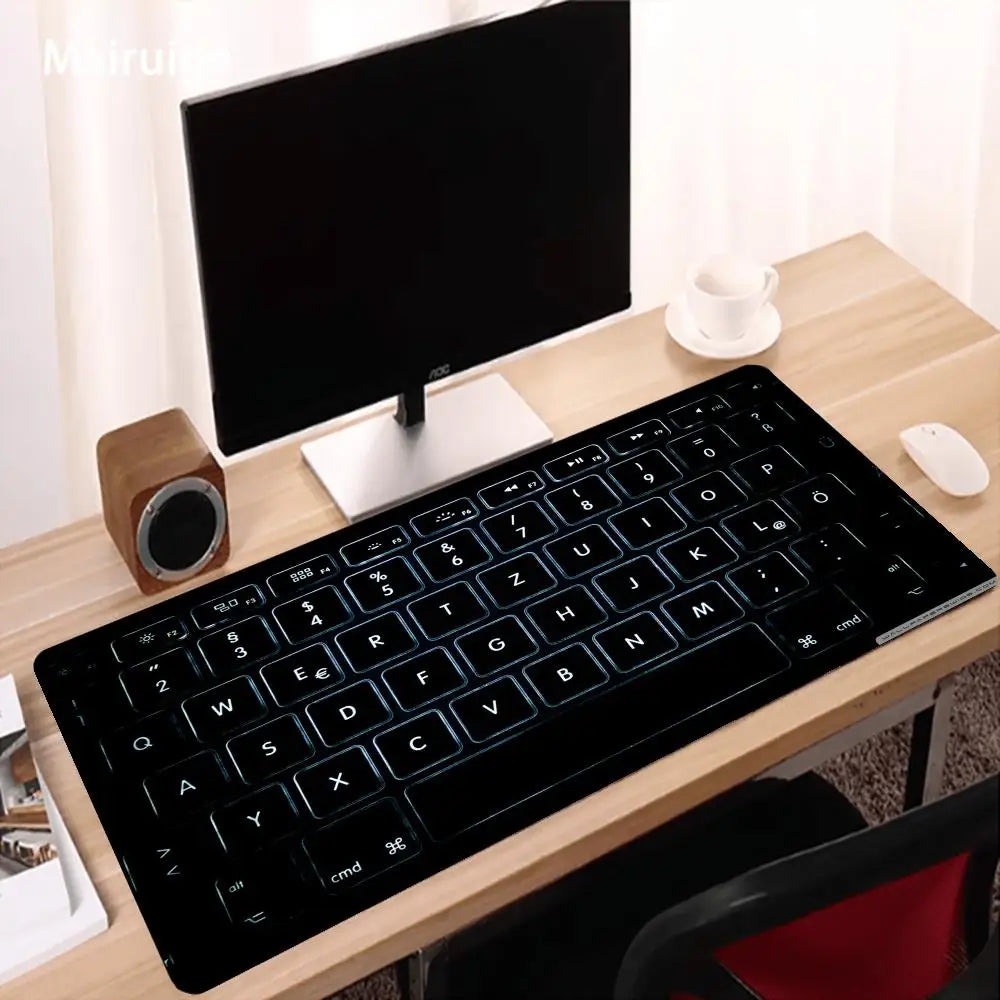 Black Keyboard Extra Big Mouse Pad Anti-Slip Rubber Base Desk Pad Durable Locking Edge Laptop Mouse Mat for Gamer Home Office