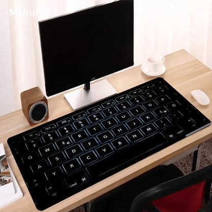 Black Keyboard Extra Big Mouse Pad Anti-Slip Rubber Base Desk Pad Durable Locking Edge Laptop Mouse Mat for Gamer Home Office