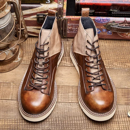New Vintage British Men Shoes High Quality Japanese Outdoor Cow Leather Boots Spring Autumn Ankle Boots Men Motorcycle Boots