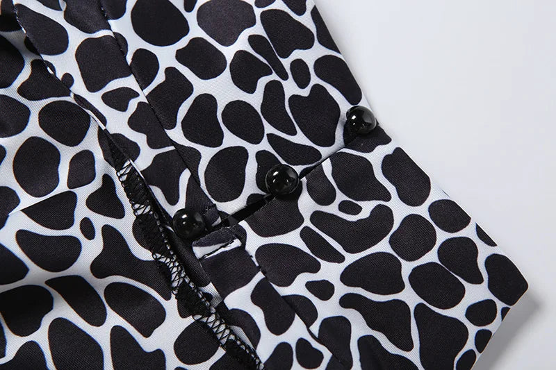 Leopard Print Straight Pants Slim Fit Jumpsuits Women Trend Sexy Strapless Patchwork Turtleneck Full Sleeve Club Party Overalls