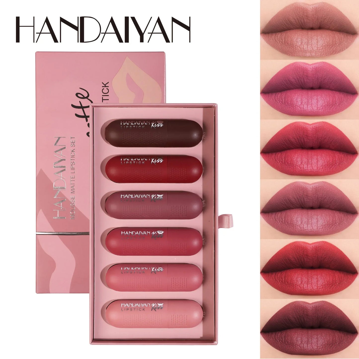 6 Colors Matte Lipstick Set for Women Long Lasting Velvet Texture Non-Drying Radio Tube Makeup Lipsticks Set Gift Box Included