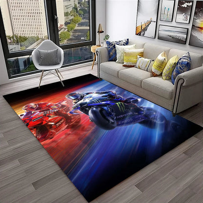 Off Road Motorcycle Racing Moto Carpet Rug for Home Living Room Bedroom Sofa Doormat Decor,Kid Play Area Rug Non-slip Floor Mat
