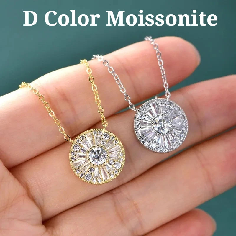 5mm Moissanite Diamond Necklace Round Light Luxury Pendant Chain for Women D Color VVS1 Exquisite Wedding Party Jewelry Gift
