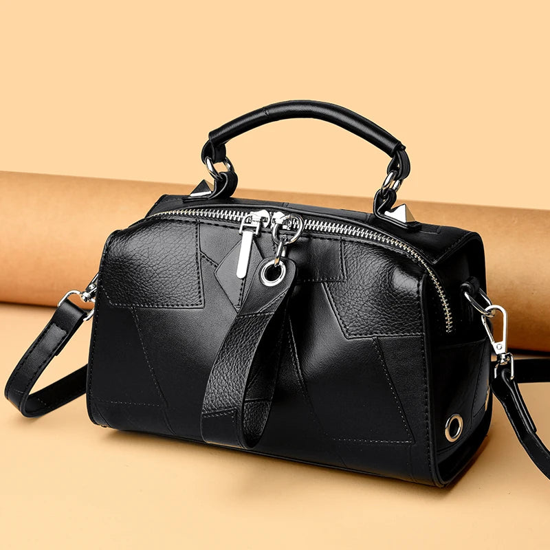 New Fashion Crossbody Bags Women's Genuine Leather Bag Simple Tote Bag Vintage Boston Handbag Luxury Design Female Shoulder Bags