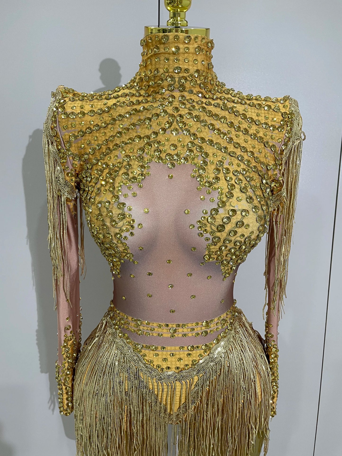Sparkly Rhinestone Sequin Tassel Stretch Bodysuits 2025 New Arrival Women Birthday Party Nightclub Dj Stage Performance Costume