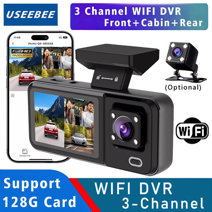 WIFI 3 Camera Dash Cam Cabin Car Dvr 1080P Interior Vehicle Three Way Channel Dvrs Recorder Video Registrator Dashcam Camcord