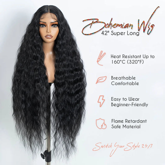 Noble Cosplay Synthetic Lace Wigs For Black Women Long Curly Hair 42 Inch Cosplay Blonde Ombre Lace Front Wig Synthetic Lace Wig