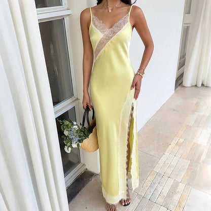 Braided Trim Sexy High Slit Dress Lady Sleeveless Hollow Out Backless Bodycon Maxi Dresses 2026 Summer Elegant Chic Evening Gown
