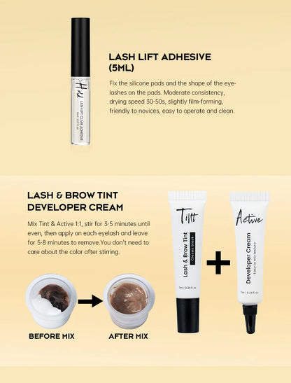Gollee Lash and Brow Curling Perm Kit Natural Eyelash Lifting Perm Treatment Makeup Long Lasting 4-6 Weeks For Lash Curler Perm