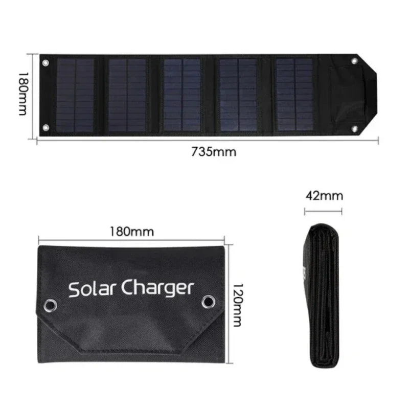 100W/80W/60W Foldable Solar Panel 5V USB Portable Battery Charger for Cell Phone Outdoor Waterproof Power Bank for Camping