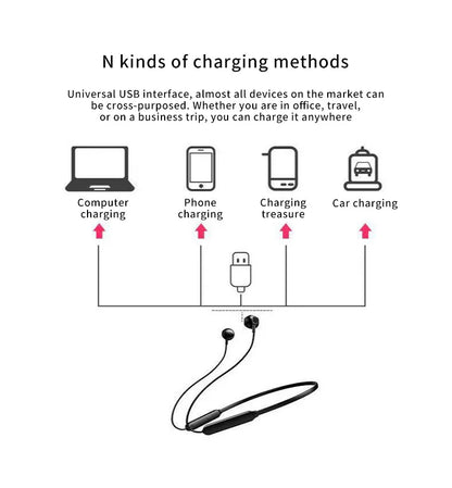 Wireless 9D Bluetooth Headset Neck Hanging Stereo Noise Reduction Universal 5.0 In Ear Sports Headset Microphone For Smart Phone