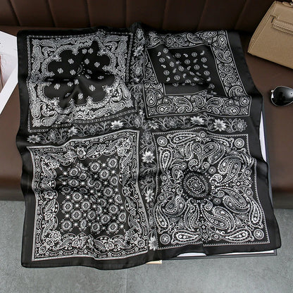 70Cm Square Paisley Printed Women Scarf Silk Satin Scarves Shawl Designer Headband Hijab Bandana Wrap Bufanda