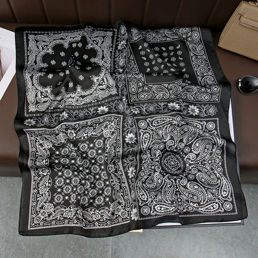 70Cm Square Paisley Printed Women Scarf Silk Satin Scarves Shawl Designer Headband Hijab Bandana Wrap Bufanda