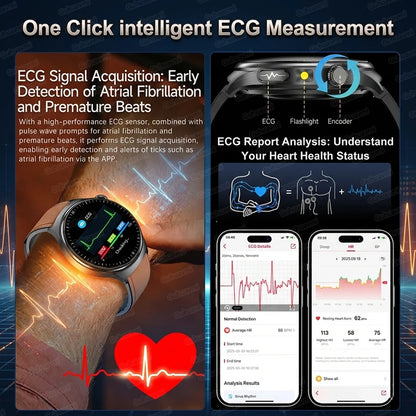 New Upgraded Heart Health Check Smart Watch Uric Acid Five Organ Examination Blood Pressure BT Call ECG smart watches Man 2026